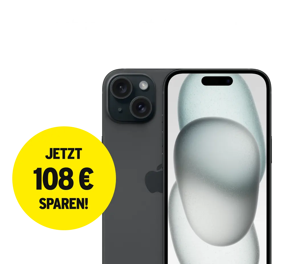 z. B. mit dem iPhone 15, jetzt 108 € sparen